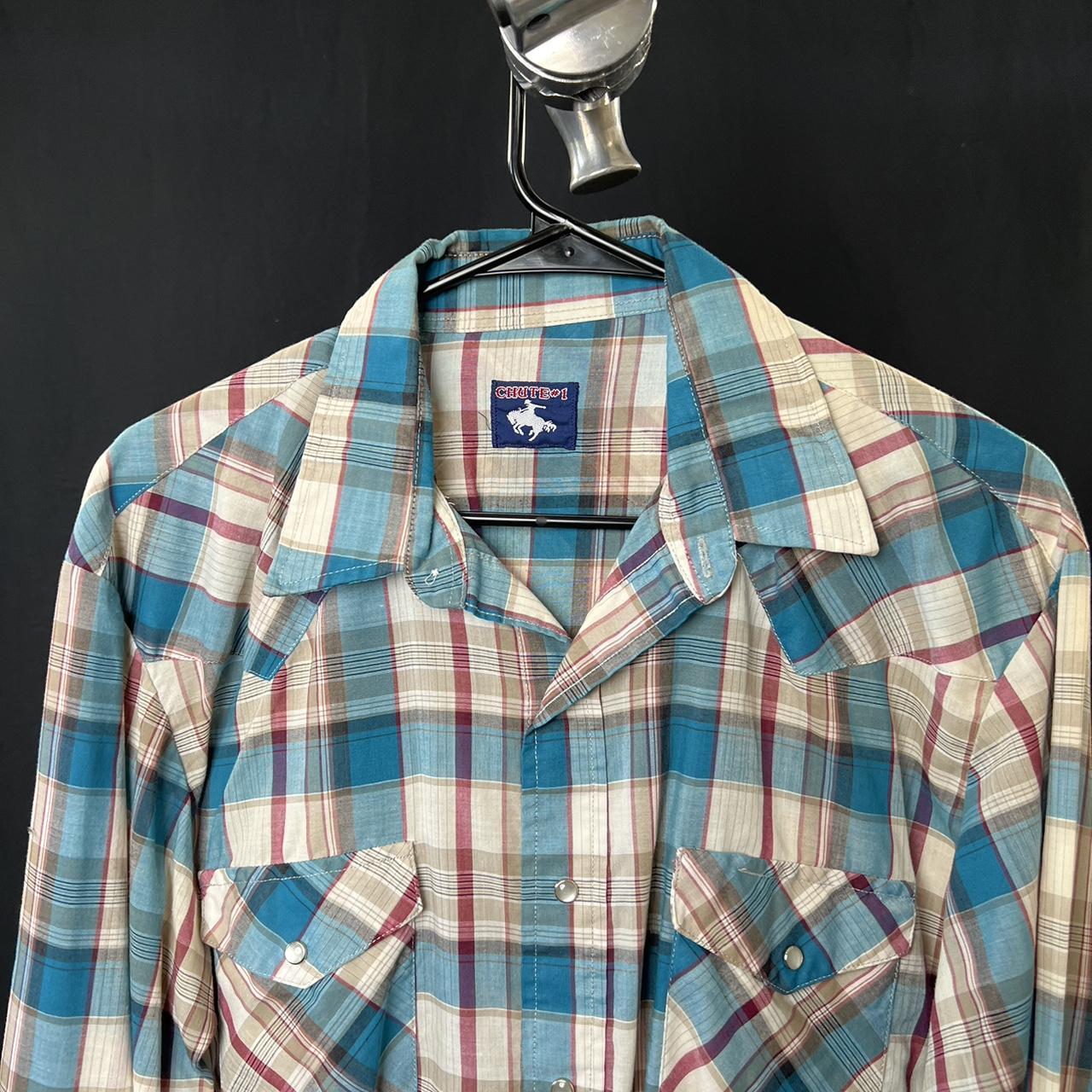 Chute #1 Blue plaid Pearl snap shirt vintage western shirt #westernvibes