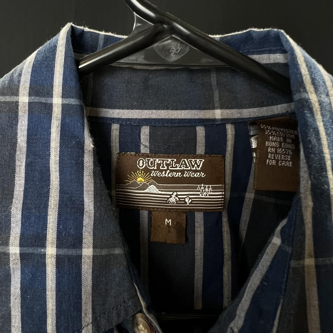 Blue plaid Pearl snap shirt with a western shirt