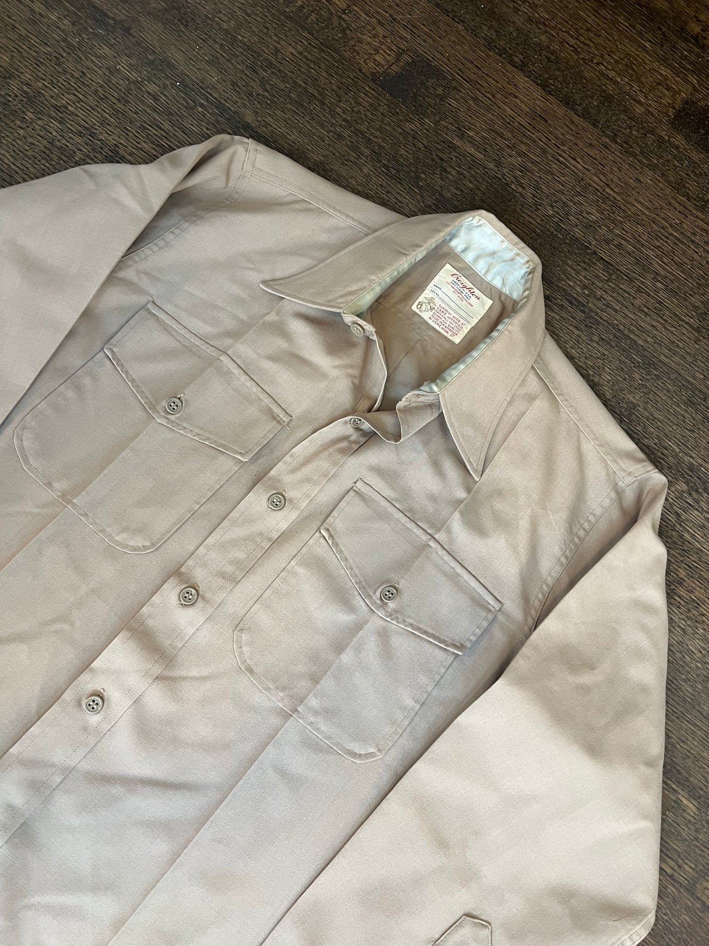 1960s Creighton USMC Dacron Wool Blend Vintage Military Shirt