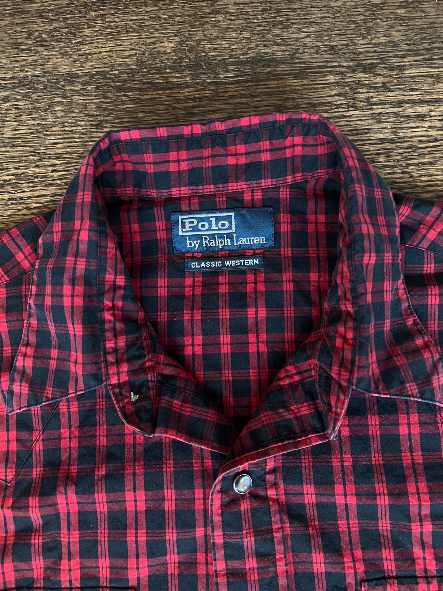 Vintage Ralph Lauren Polo Classic Western Vintage Pearl Snap Red Plaid Shirt