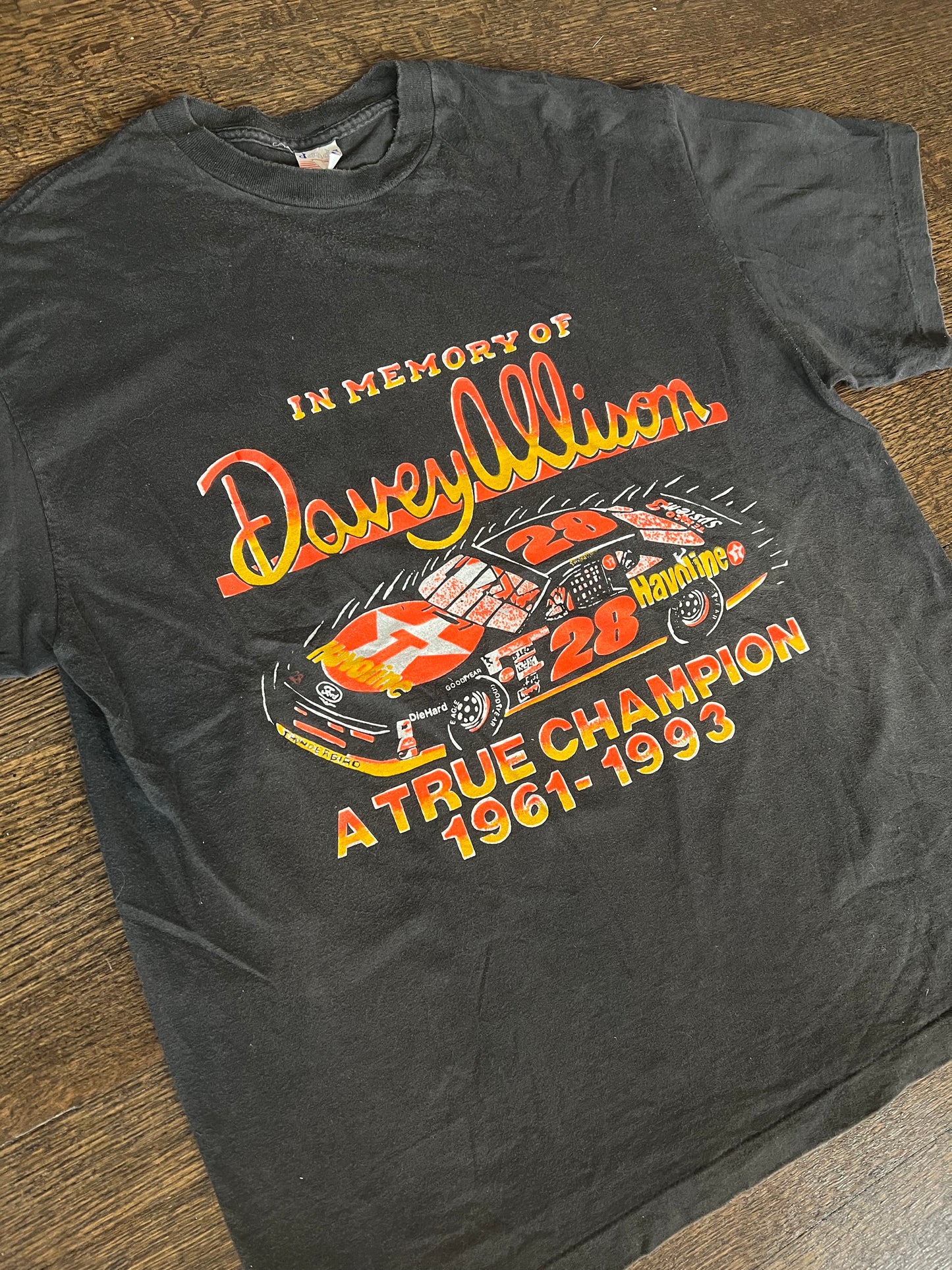 1993 “In Memory of Davey Allison” Vintage NASCAR Single Stitch T Shirt
