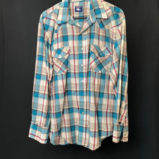 Chute #1 Blue plaid Pearl snap shirt vintage western shirt #westernvibes
