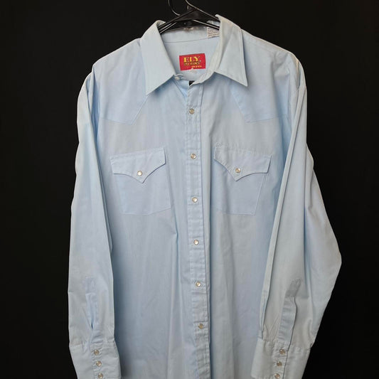 Ely western wear Light blue western shirt with pearl snap buttons #westernvibes